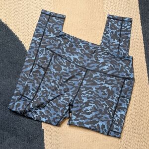 R.Sofia Active Blue Leopard Print Leggings S Small